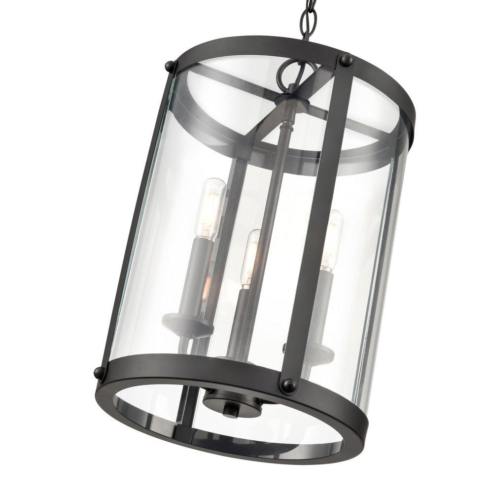 3-Light Foyer Pendant in Matte Black 