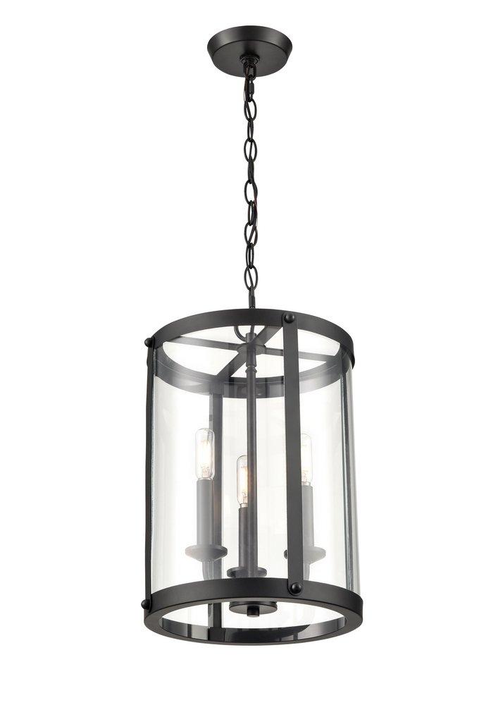 3-Light Foyer Pendant in Matte Black 