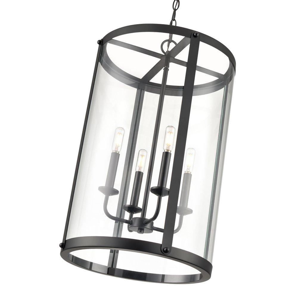 4-Light Foyer Pendant in Matte Black 