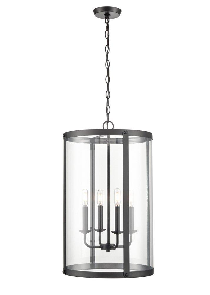 4-Light Foyer Pendant in Matte Black 