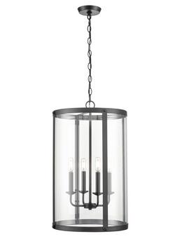 4-Light Foyer Pendant in Matte Black
