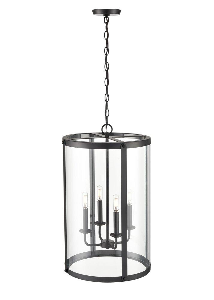 4-Light Foyer Pendant in Matte Black 