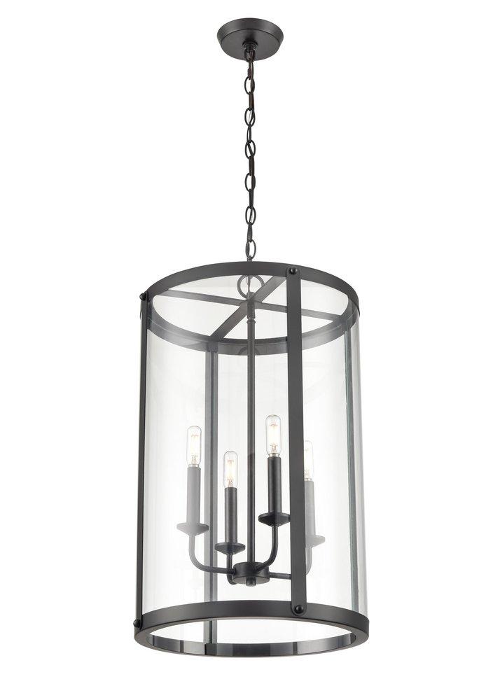 4-Light Foyer Pendant in Matte Black 