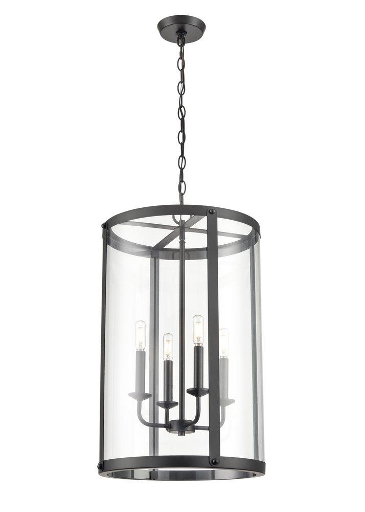 4-Light Foyer Pendant in Matte Black 