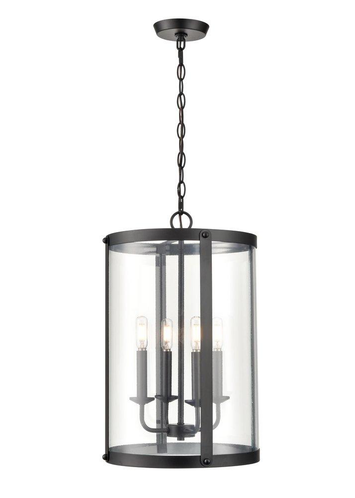 4-Light Foyer Pendant in Matte Black 
