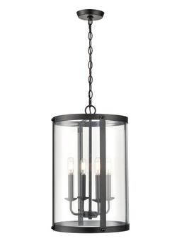 4-Light Foyer Pendant in Matte Black