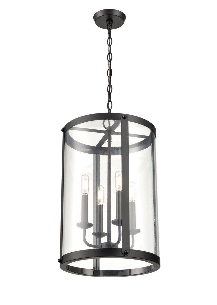 4-Light Foyer Pendant in Matte Black 
