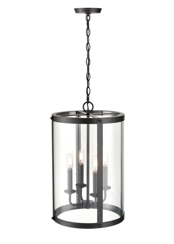 4-Light Foyer Pendant in Matte Black 