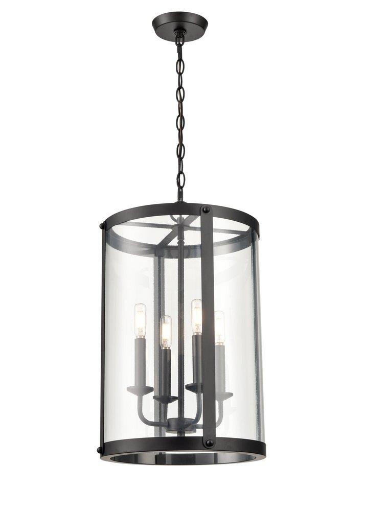 4-Light Foyer Pendant in Matte Black 