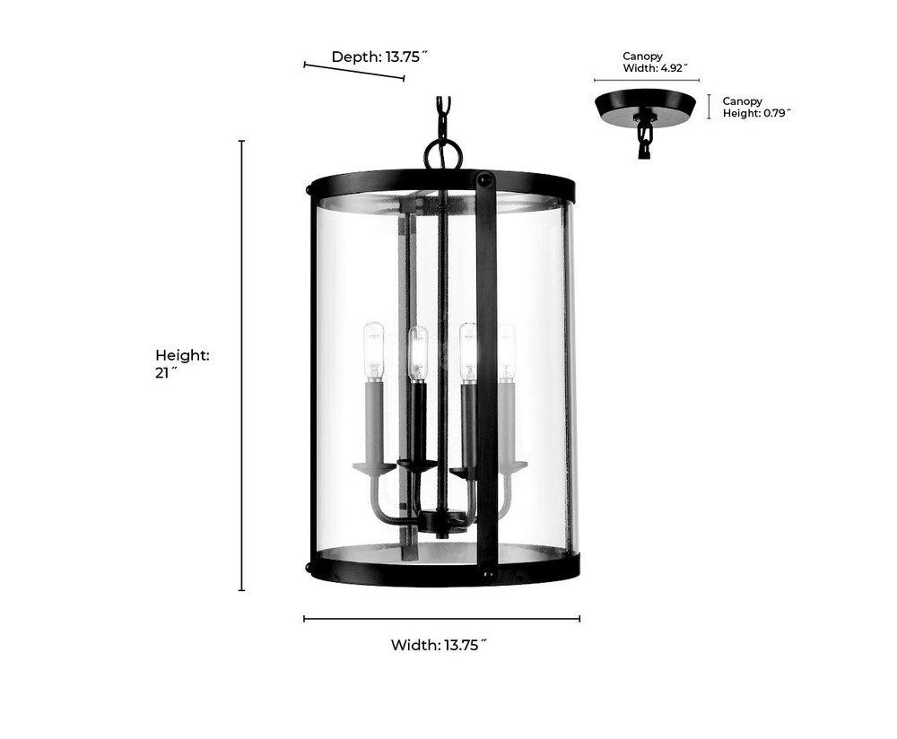 4-Light Foyer Pendant in Matte Black 