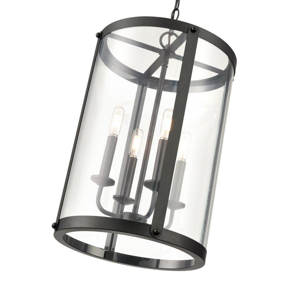 4-Light Foyer Pendant in Matte Black 