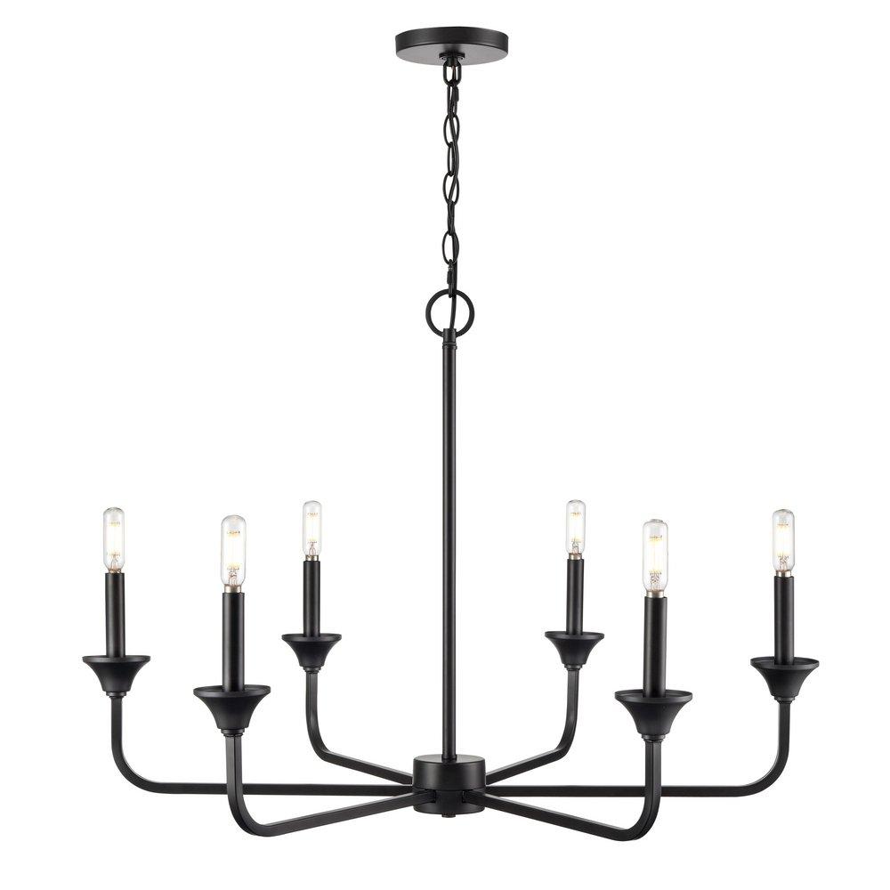 6-Light Chandelier Ceiling Light in Matte Black 