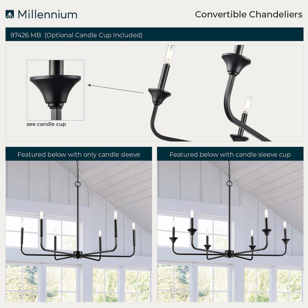 6-Light Chandelier Ceiling Light in Matte Black 