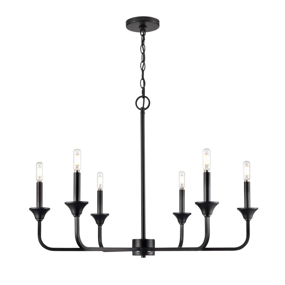 6-Light Chandelier Ceiling Light in Matte Black 