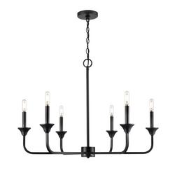 6-Light Chandelier Ceiling Light in Matte Black