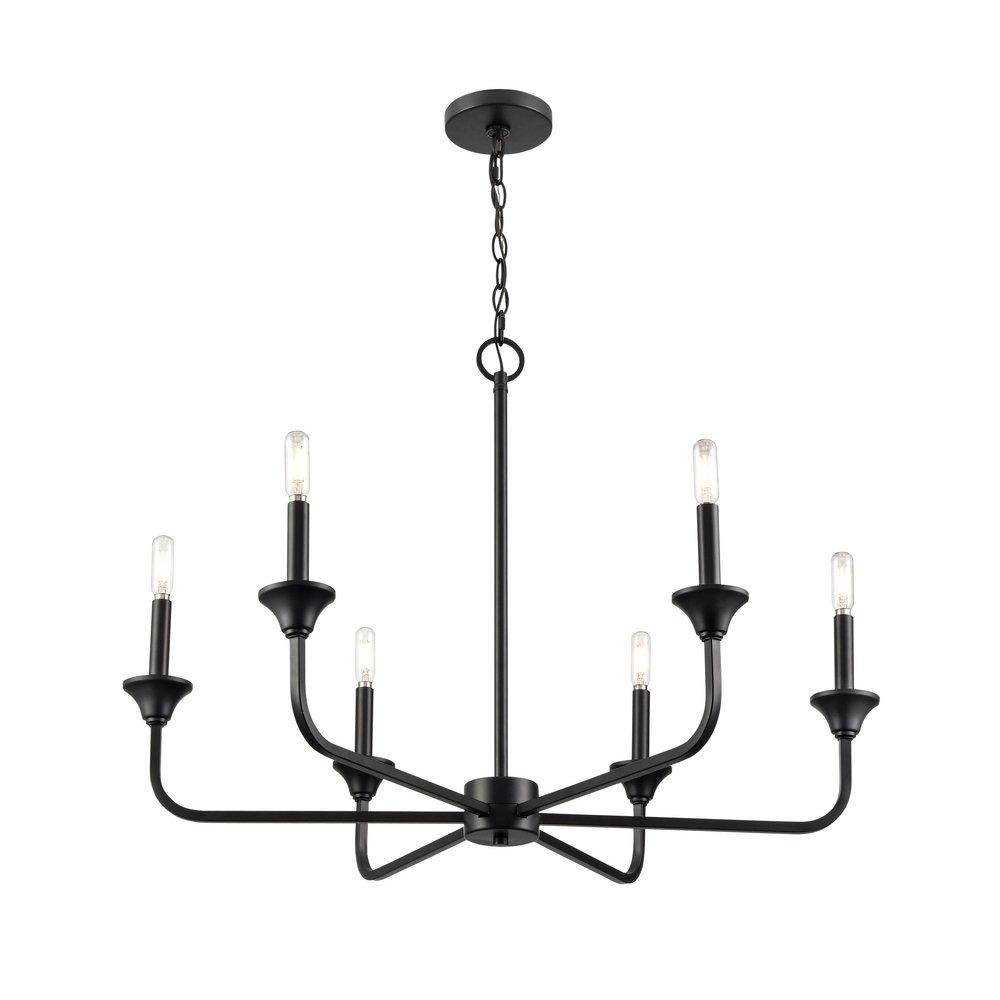 6-Light Chandelier Ceiling Light in Matte Black 