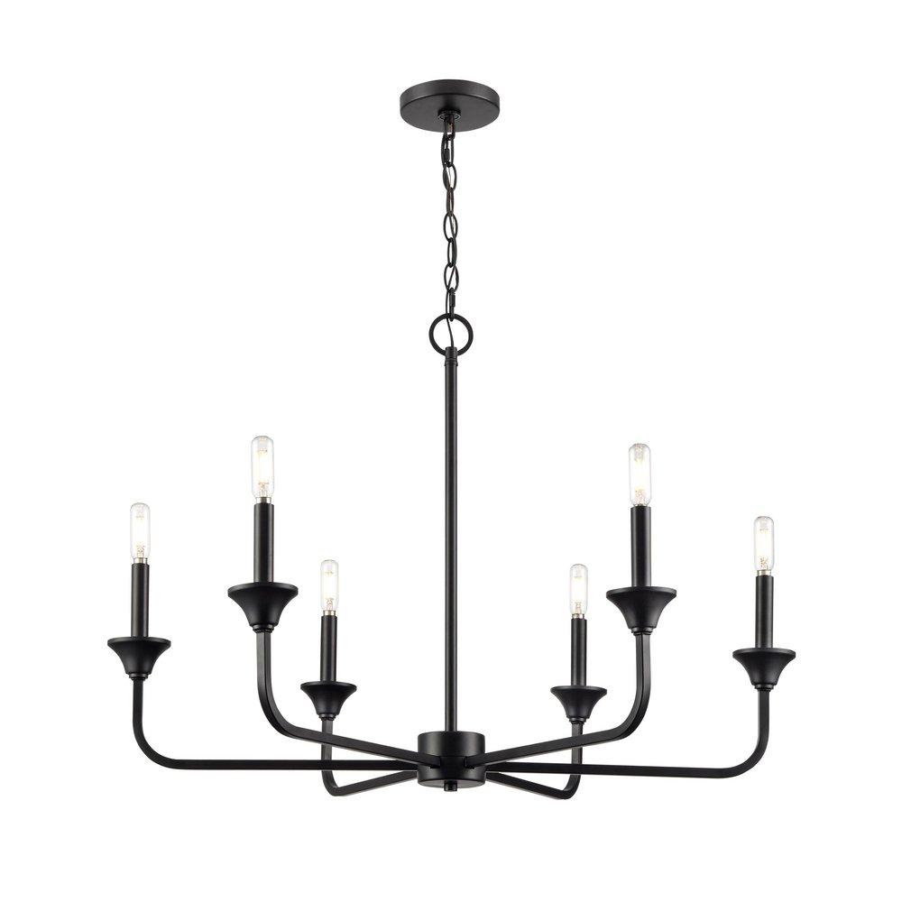 6-Light Chandelier Ceiling Light in Matte Black 