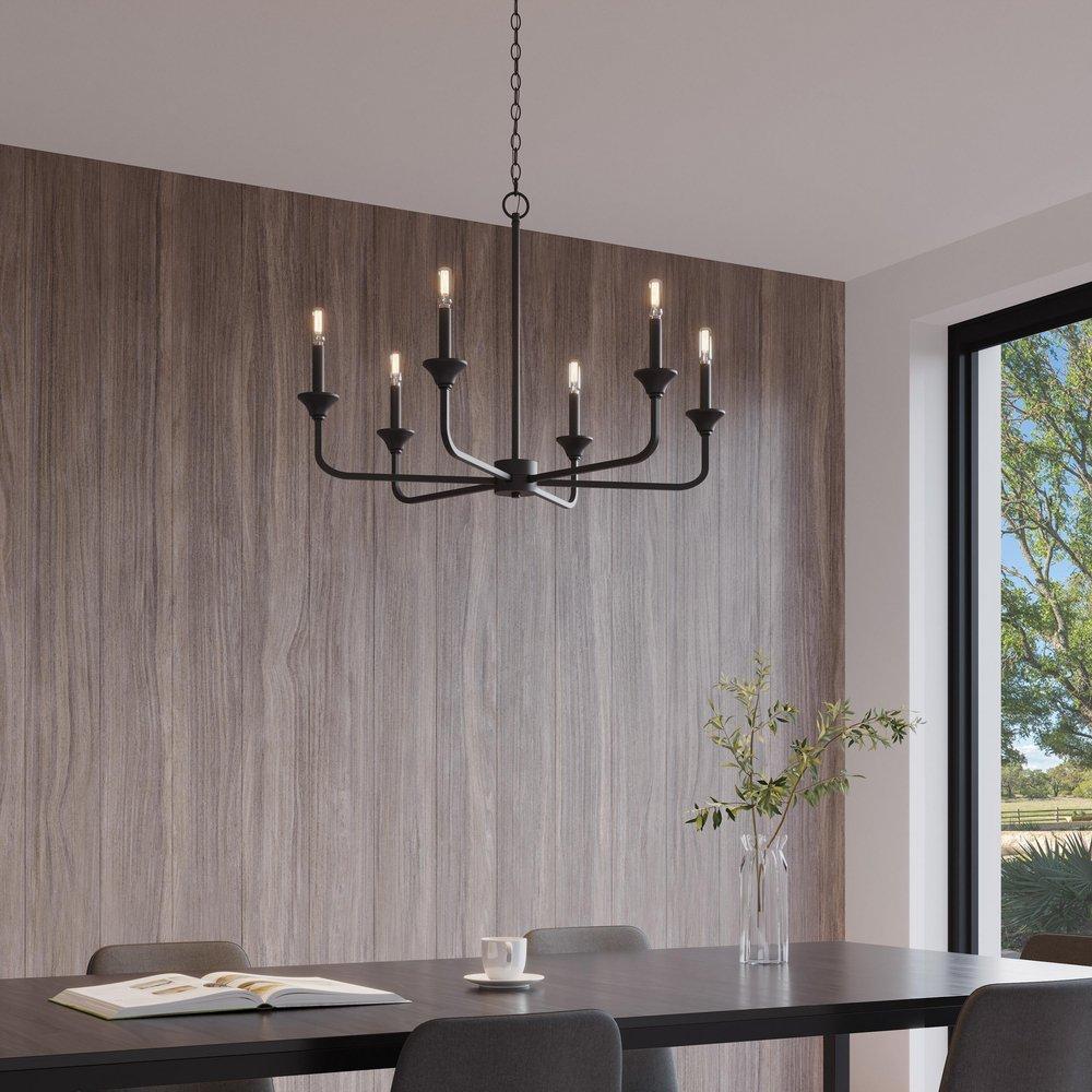 6-Light Chandelier Ceiling Light in Matte Black 