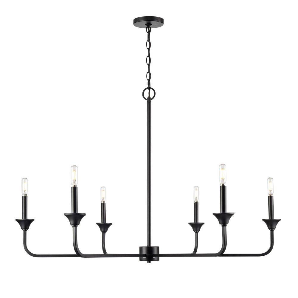 6-Light Chandelier Ceiling Light in Matte Black 