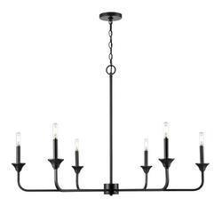 6-Light Chandelier Ceiling Light in Matte Black