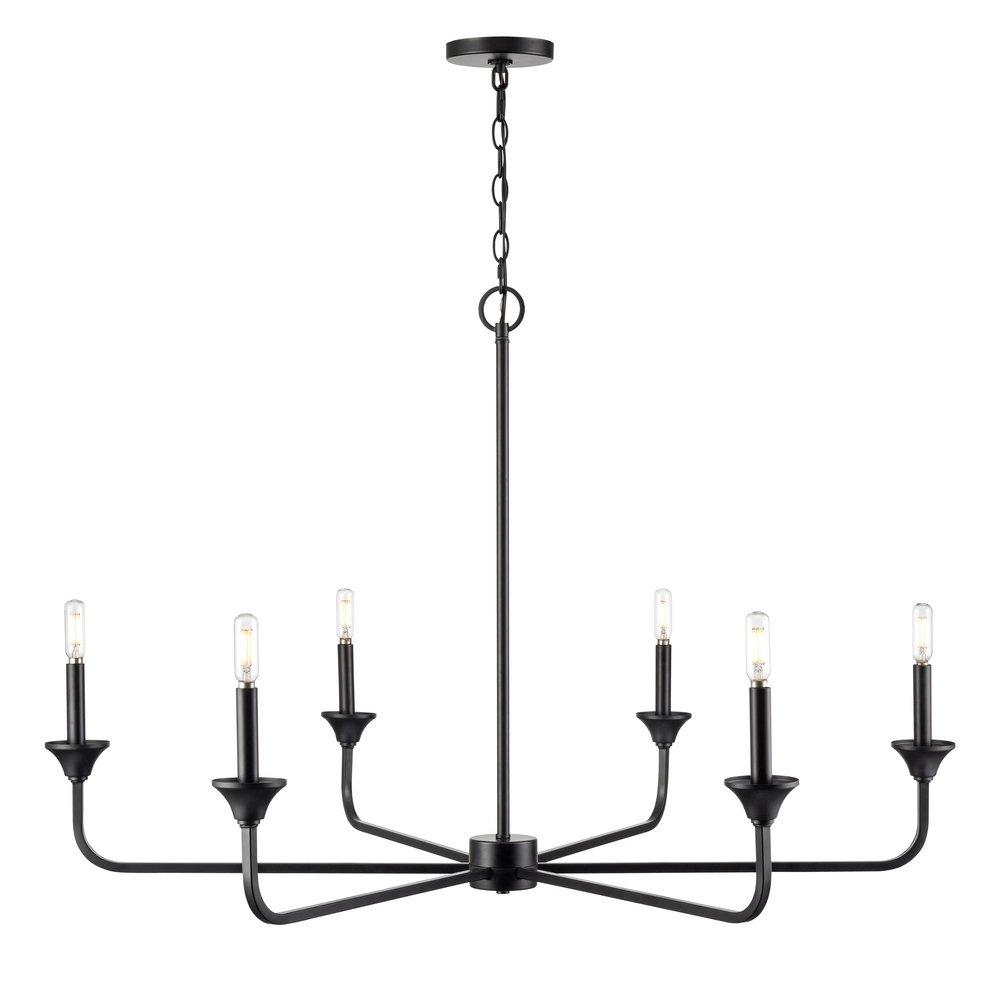 6-Light Chandelier Ceiling Light in Matte Black 