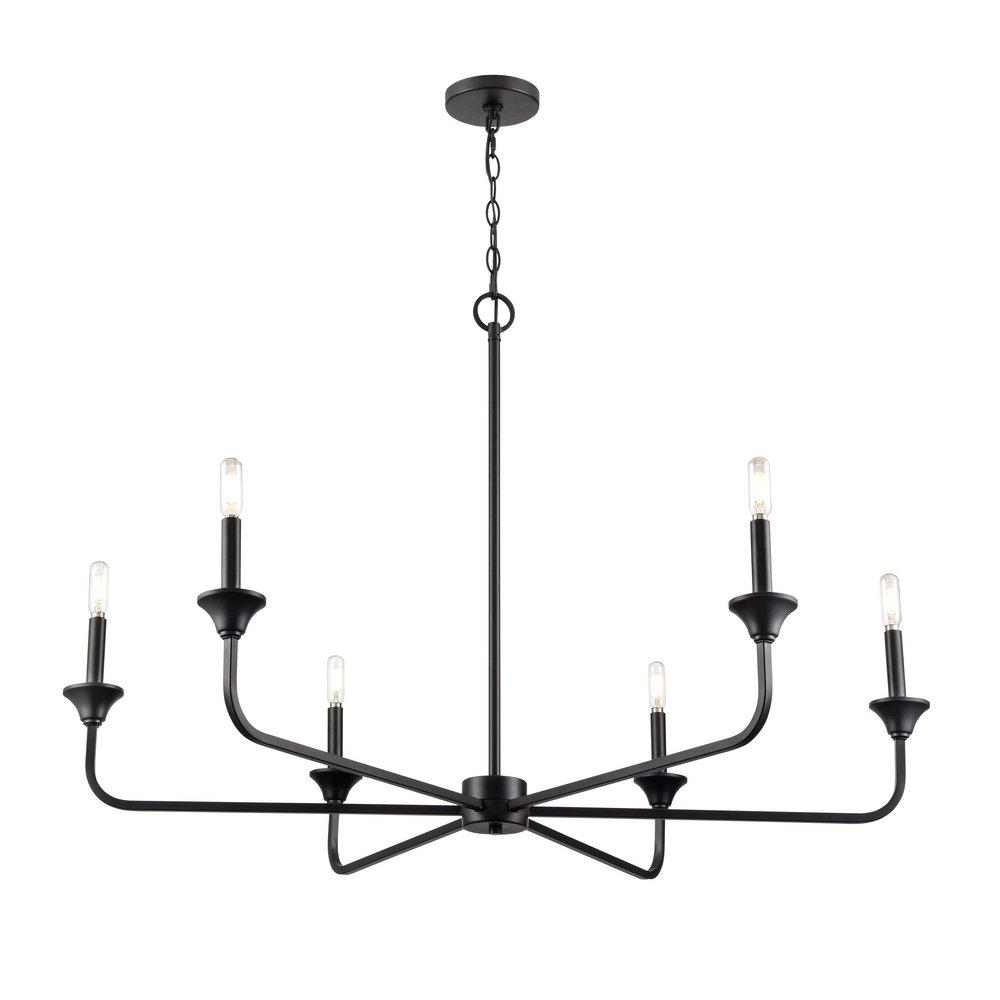 6-Light Chandelier Ceiling Light in Matte Black 