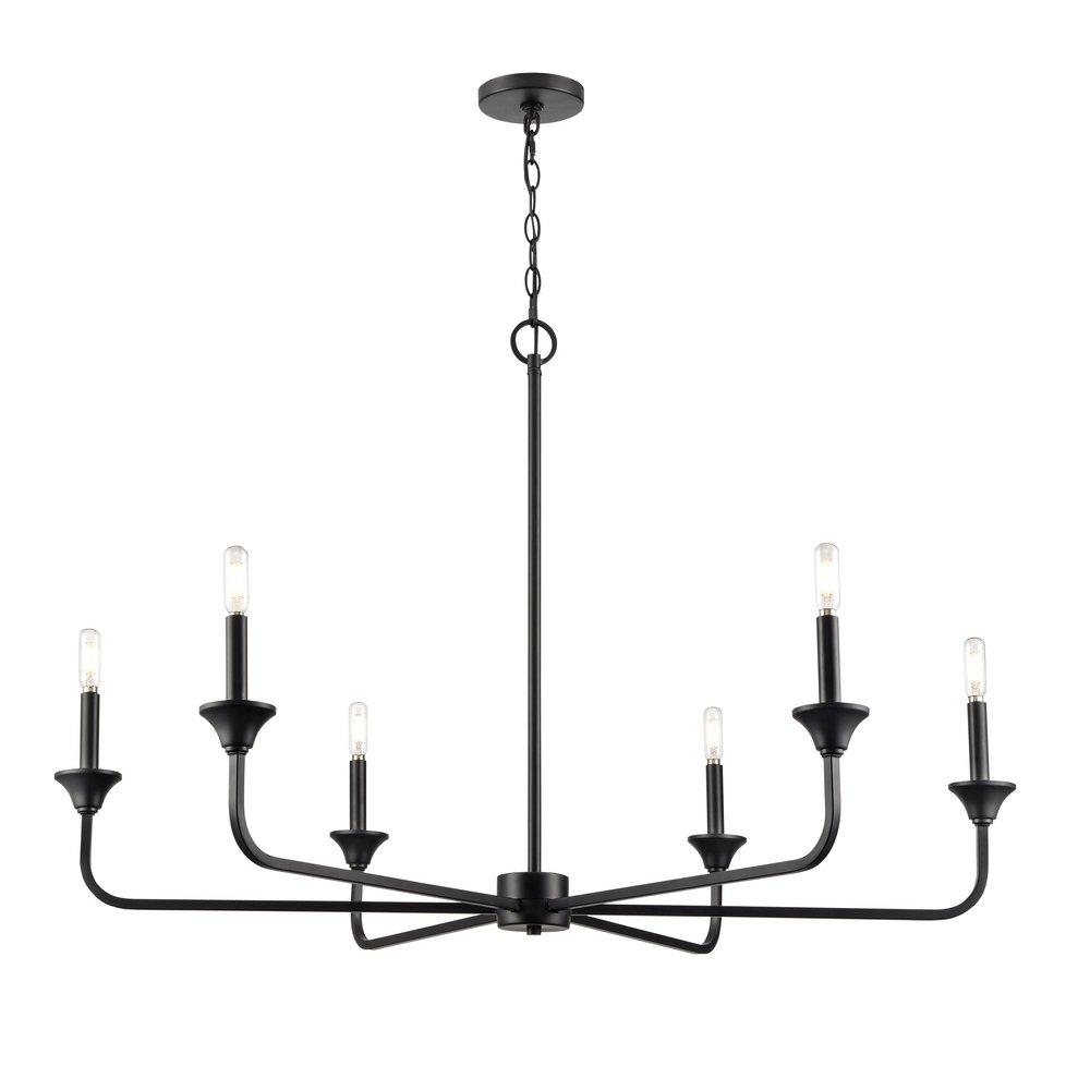 6-Light Chandelier Ceiling Light in Matte Black 
