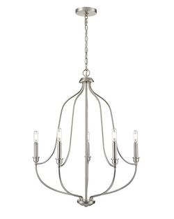 5-Light Chandelier Ceiling Light in Brushed Nickel