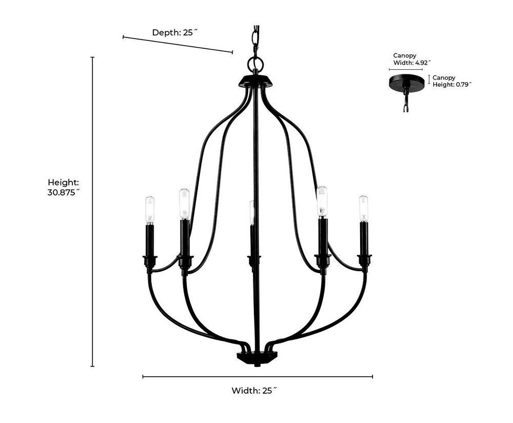 Millennium Lighting Brushed Nickel 5-Light Chandelier Ceiling Light 