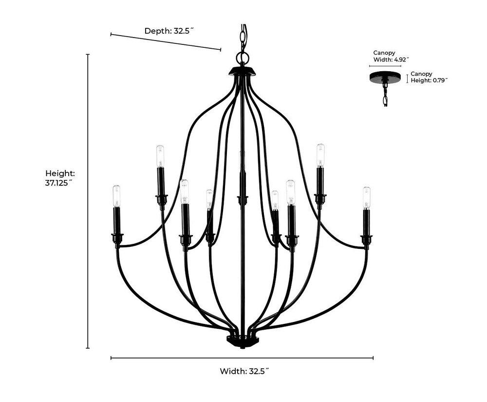 Millennium Lighting Brushed Nickel 9-Light Chandelier Ceiling Light 
