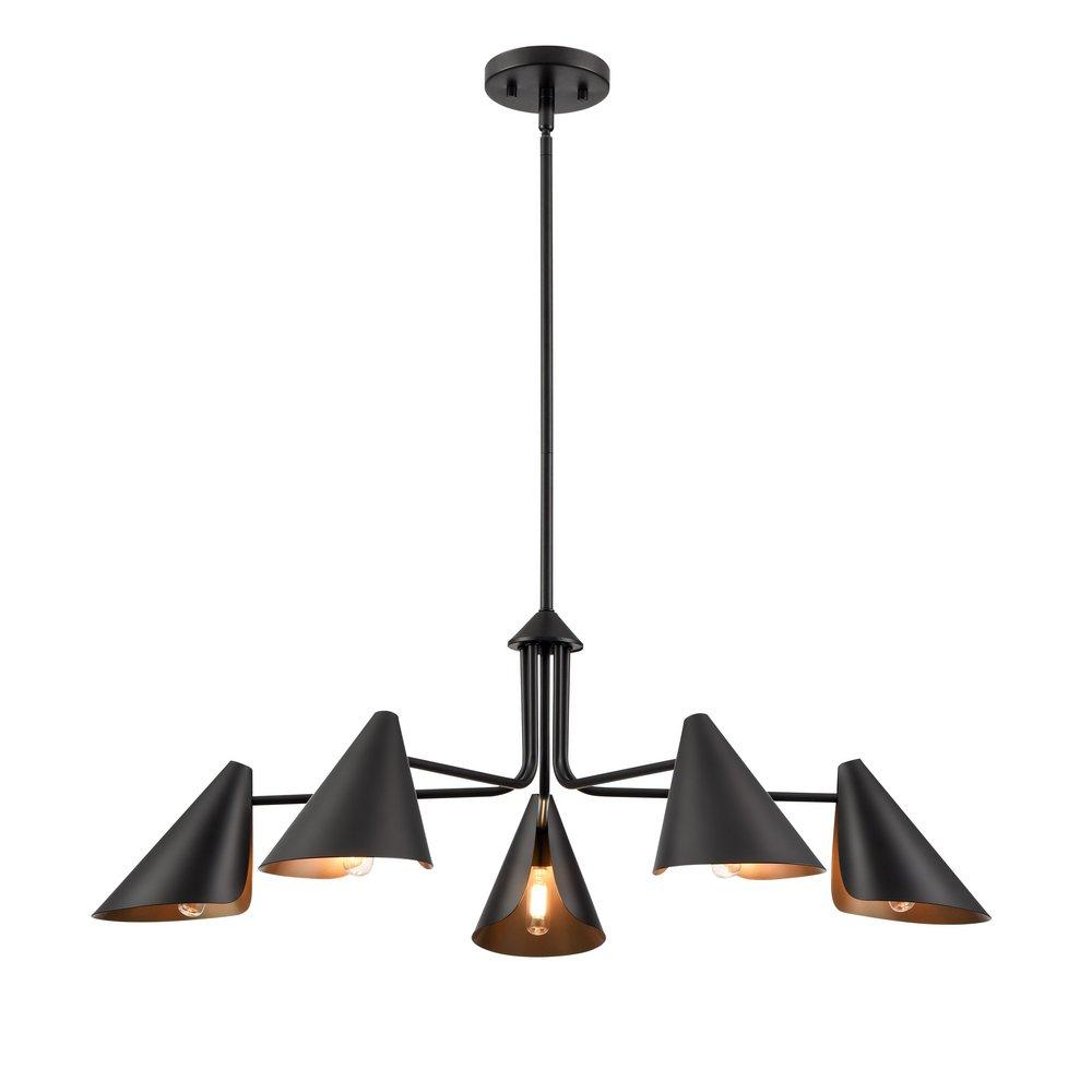 5-Light Chandelier Ceiling Light in Matte Black 