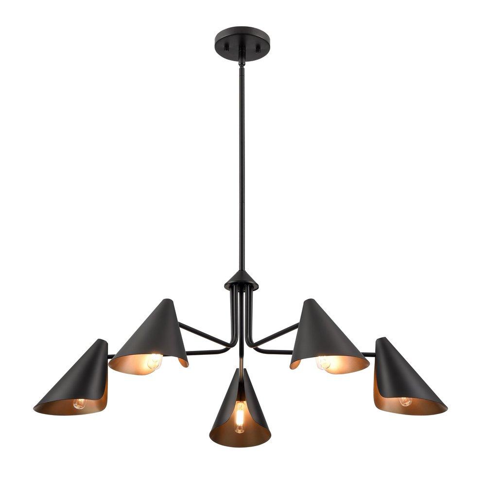 5-Light Chandelier Ceiling Light in Matte Black 