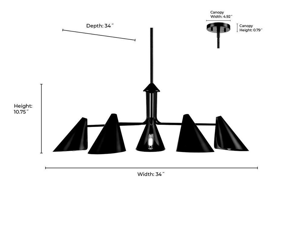 5-Light Chandelier Ceiling Light in Matte Black 