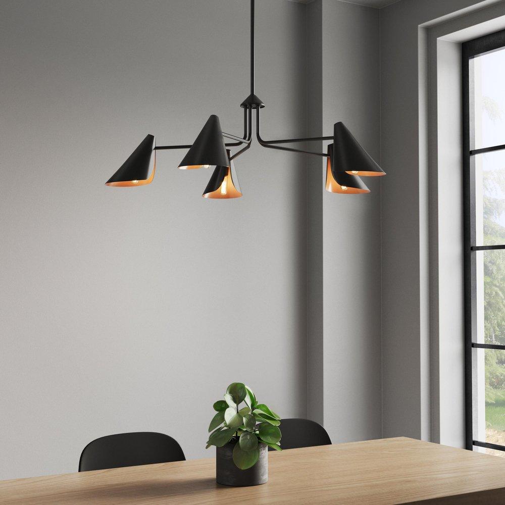 5-Light Chandelier Ceiling Light in Matte Black 