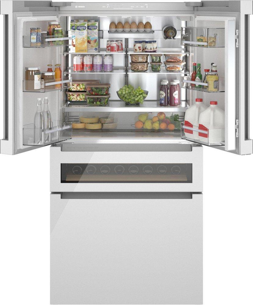 800 SERIES FRENCH DOOR BOTTOM MOUNT REFRIGERATOR, REFRESHMENT CENTER, GLASS OVER WHITE, 72 