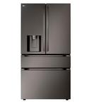 29 CU.FT. 4-DOOR FRENCH DOOR, HYBRID HANDLE (HANDLE ON FRIDGE, POCKET HANDLE DRAWER), DOUBLE FREEZER, BLACK STAINLESS STEEL 