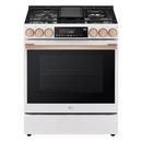 LG STUDIO 6.3 CU.FT. LARGE CAPACITY 30 SLIDE-IN GAS RANGE, PROBAKE CONVECTION, INFRARED GRILLÁ SYSTEM, EASY CLEAN, INSTAVIEW, AIR FRY, AIR SOUR VIDE, SOFT CLOSING DOOR, ESSENCE WHITE 
