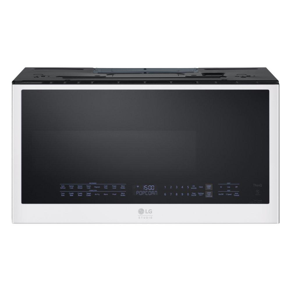LG STUDIO 1.7 CU.FT. OVER-THE-RANGE CONVECTION MICROWAVE OVEN IN ESSENCE WHITE, ONE BODY FRAME, STEAM COOK 