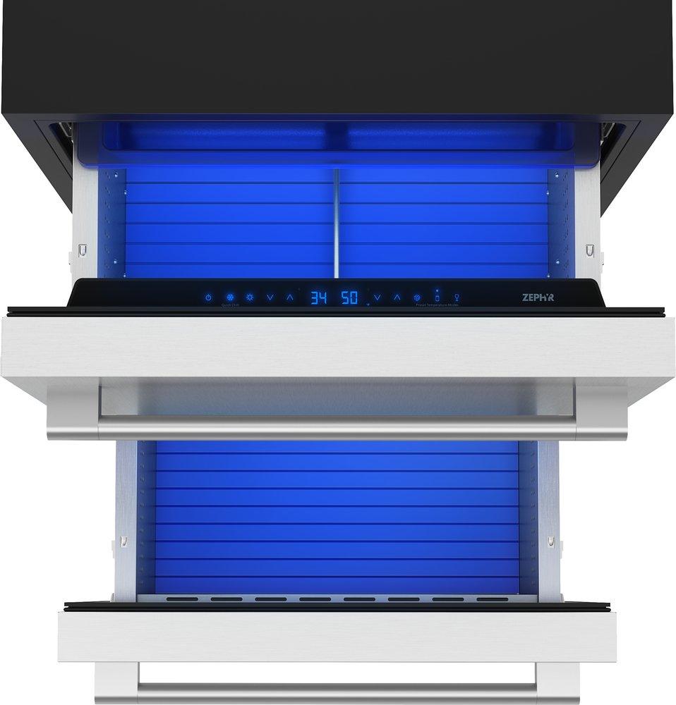 24 in. Double Drawer Dual Zone Undercounter Refrigerator in Stainless Steel 
