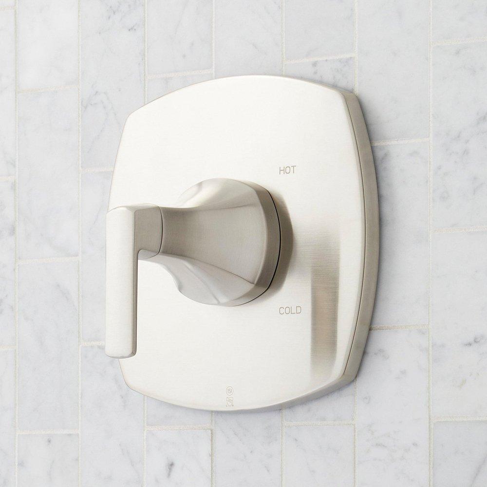 Signature Hardware Brushed Nickel Single Handle Pressure Balanced Valve Trim - Less Valve 
