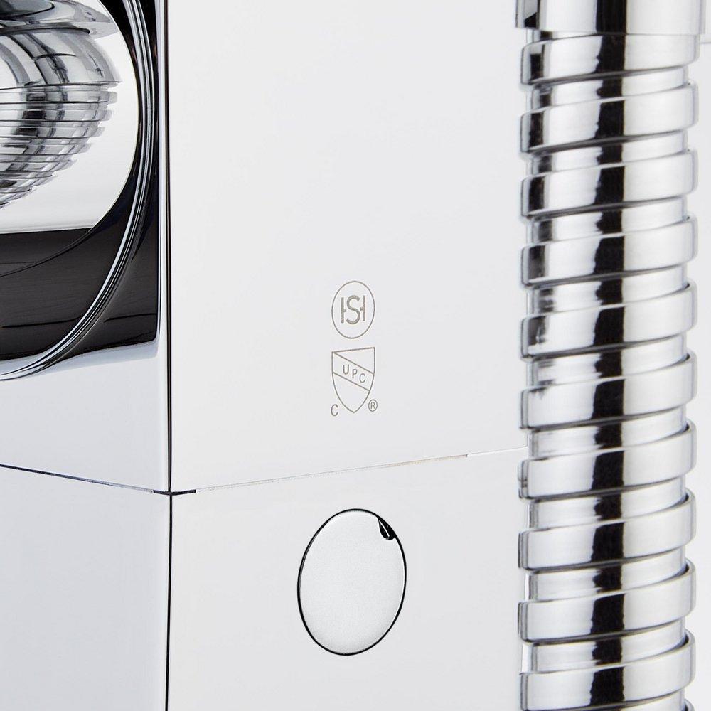 Signature Hardware Chrome Floor Mount Tub Filler Faucet with Hand Shower - Less Valve 