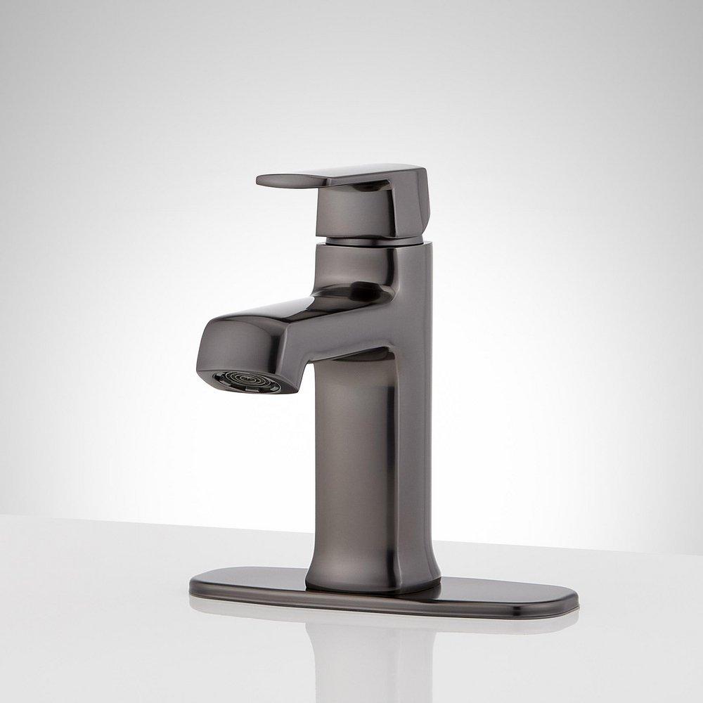 Signature Hardware Gunmetal Single Handle Monoblock Bathroom Sink Faucet 