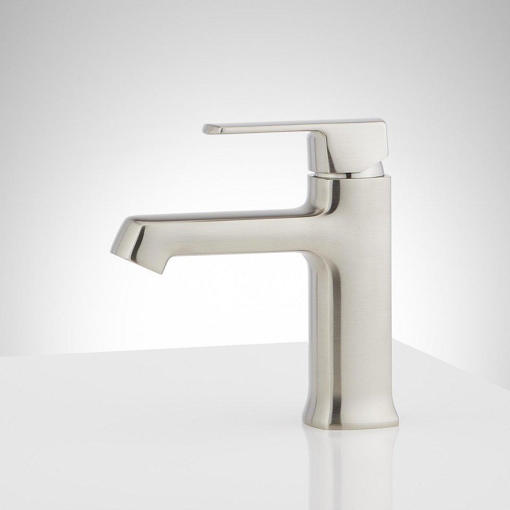 Signature Hardware Brushed Nickel Single Handle Monoblock Bathroom Sink Faucet 
