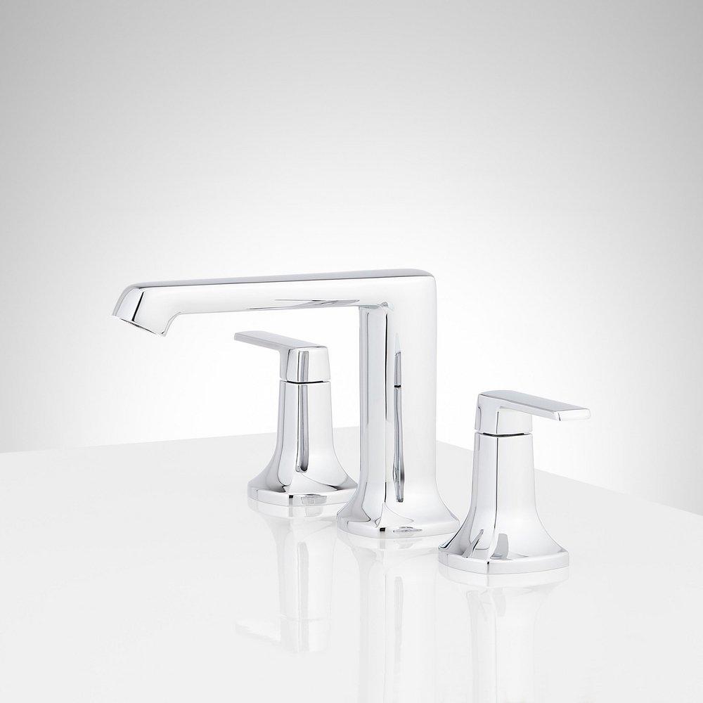 Signature Hardware Chrome Two Handle Widespread Bathroom Sink Faucet 