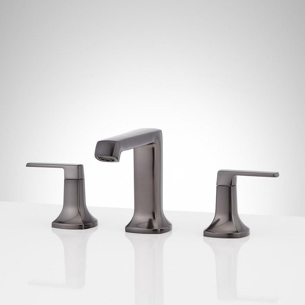 Signature Hardware Gunmetal Two Handle Widespread Bathroom Sink Faucet 