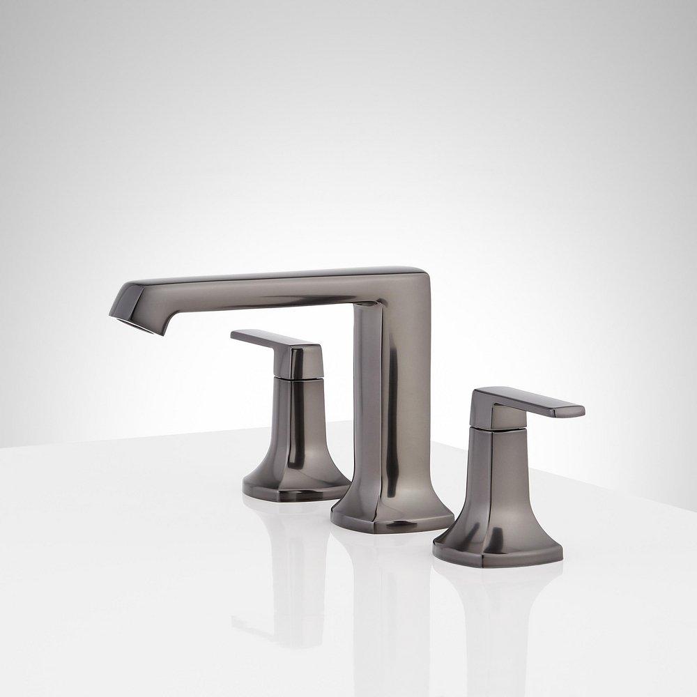 Signature Hardware Gunmetal Two Handle Widespread Bathroom Sink Faucet 