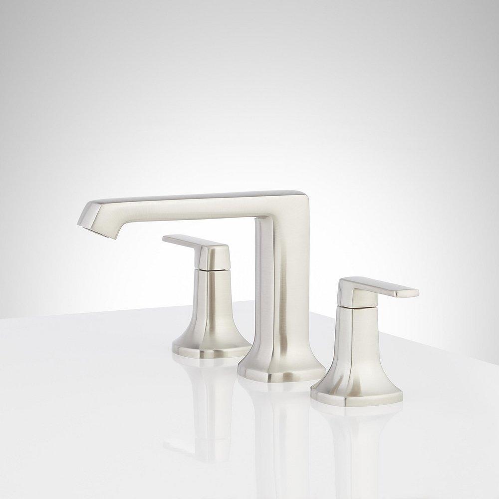 Signature Hardware Brushed Nickel Two Handle Widespread Bathroom Sink Faucet 