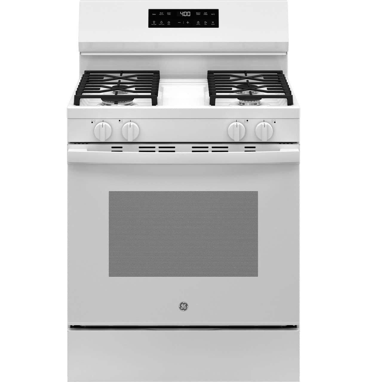 GE&reg; White 30 in. 4-Burner Gas Freestanding Range 