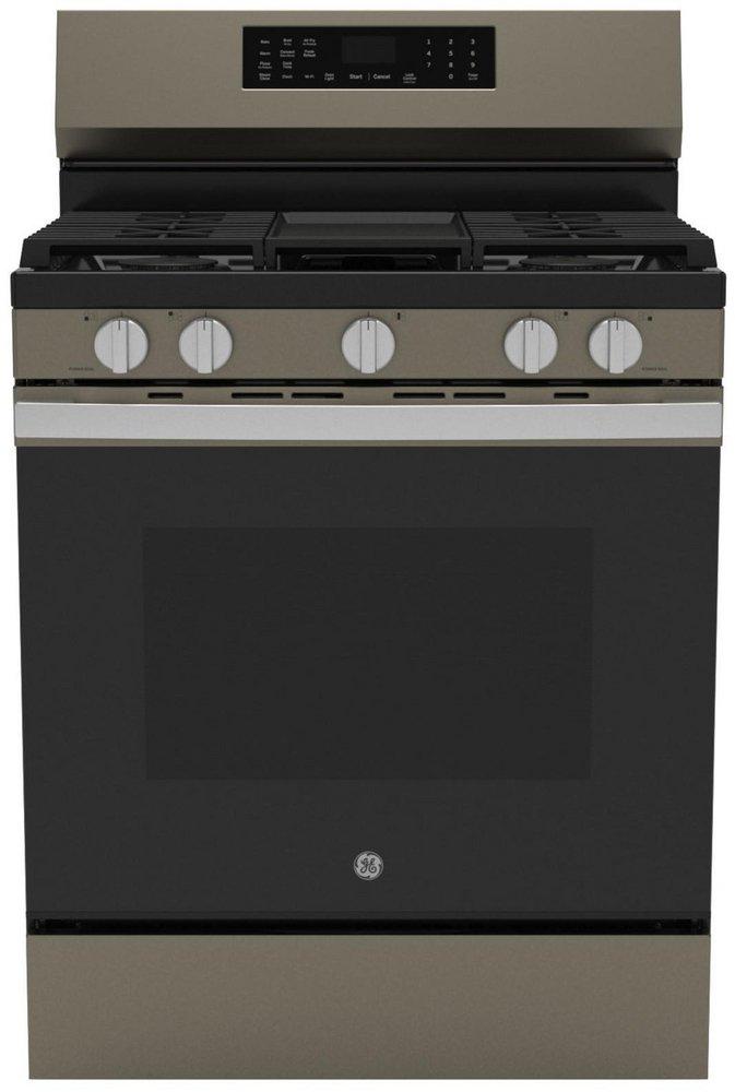 GE&reg; Fingerprint Resistant Slate 30 in. 4-Burner Gas Freestanding Range with No Preheat Air Fry 