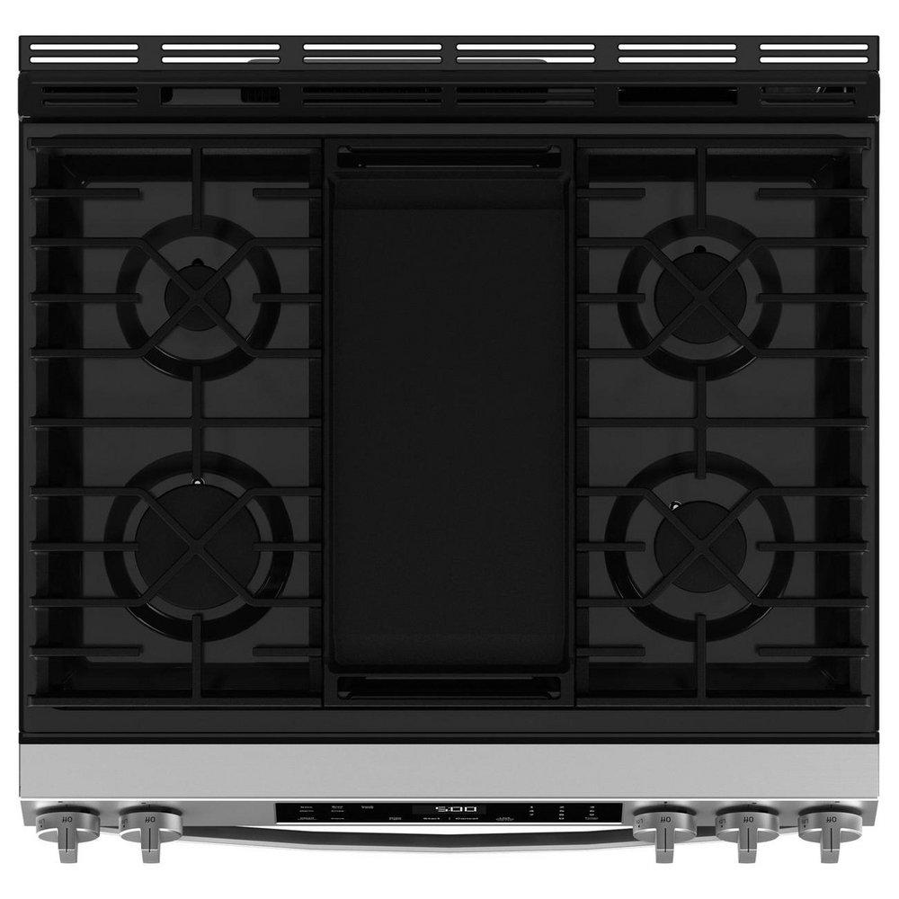 30 in. 4-Burner Gas Slide-In Range with Griddle and Crisp Mode in Stainless Steel 